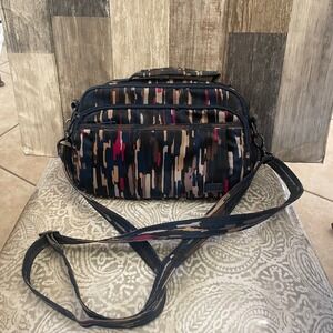 Lug Crossbody Bag Abstract Brushstroke Multi Color Travel Organizer Handbag